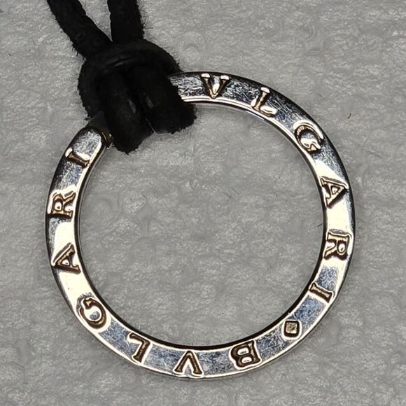Bulgari Jewelry - Bvlgari Keyring Charm Black Leather Cord Necklace